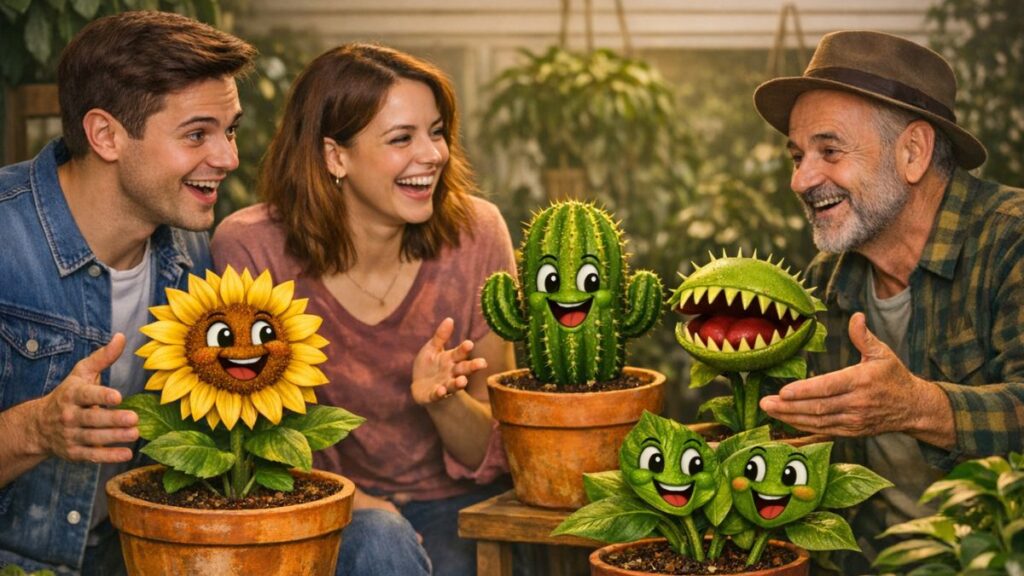 Jardim com plantas que respondem perguntas aos visitantes